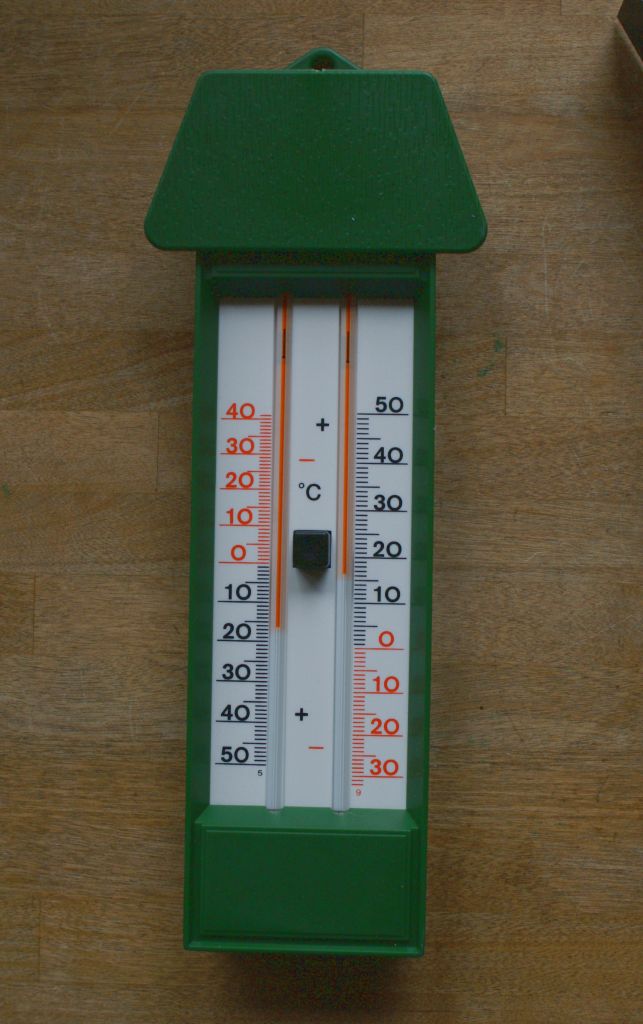 Minimum - Maximum analoges Thermometer, grün, Gärtner drinnen und draussen